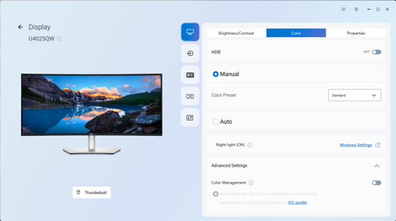 Windows 11 Colour Preset change using Dell app