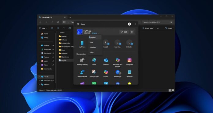 Windows 11 Share UI