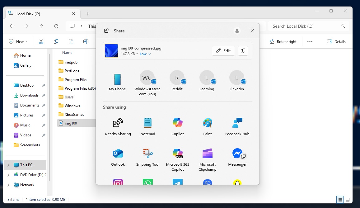 Windows 11 compression level low
