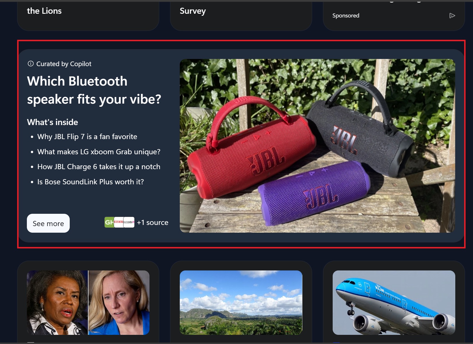 copilot curated cards ai msn feed edge
