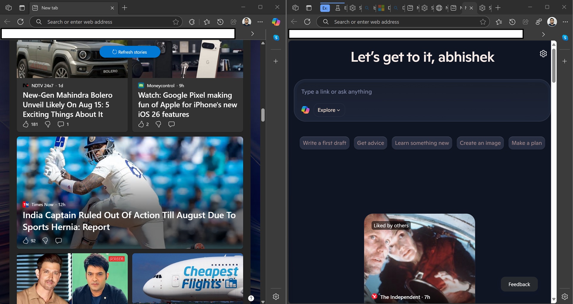 old vs ne msn feed edge