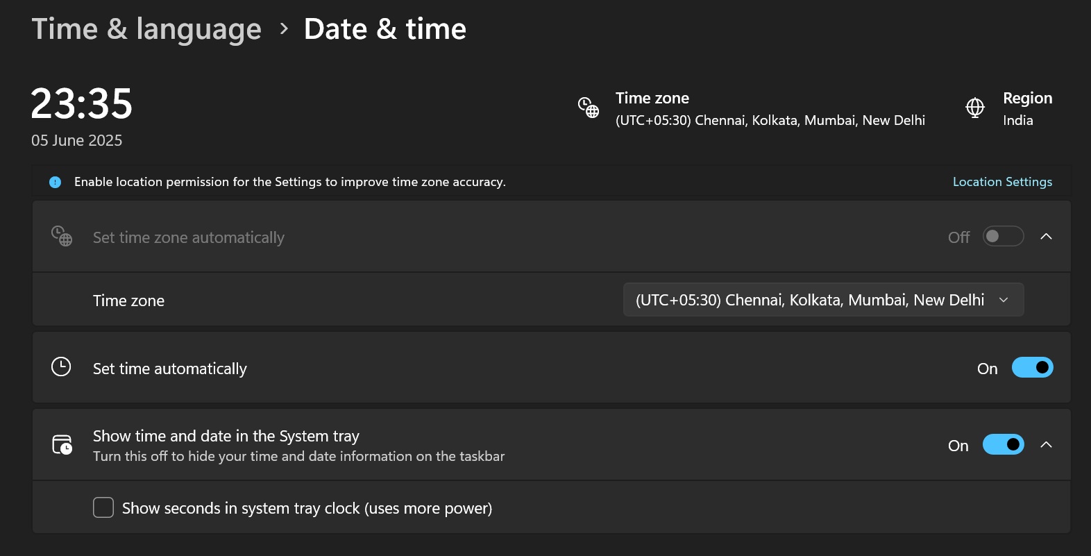 show seconds in clock windows 11 24h2