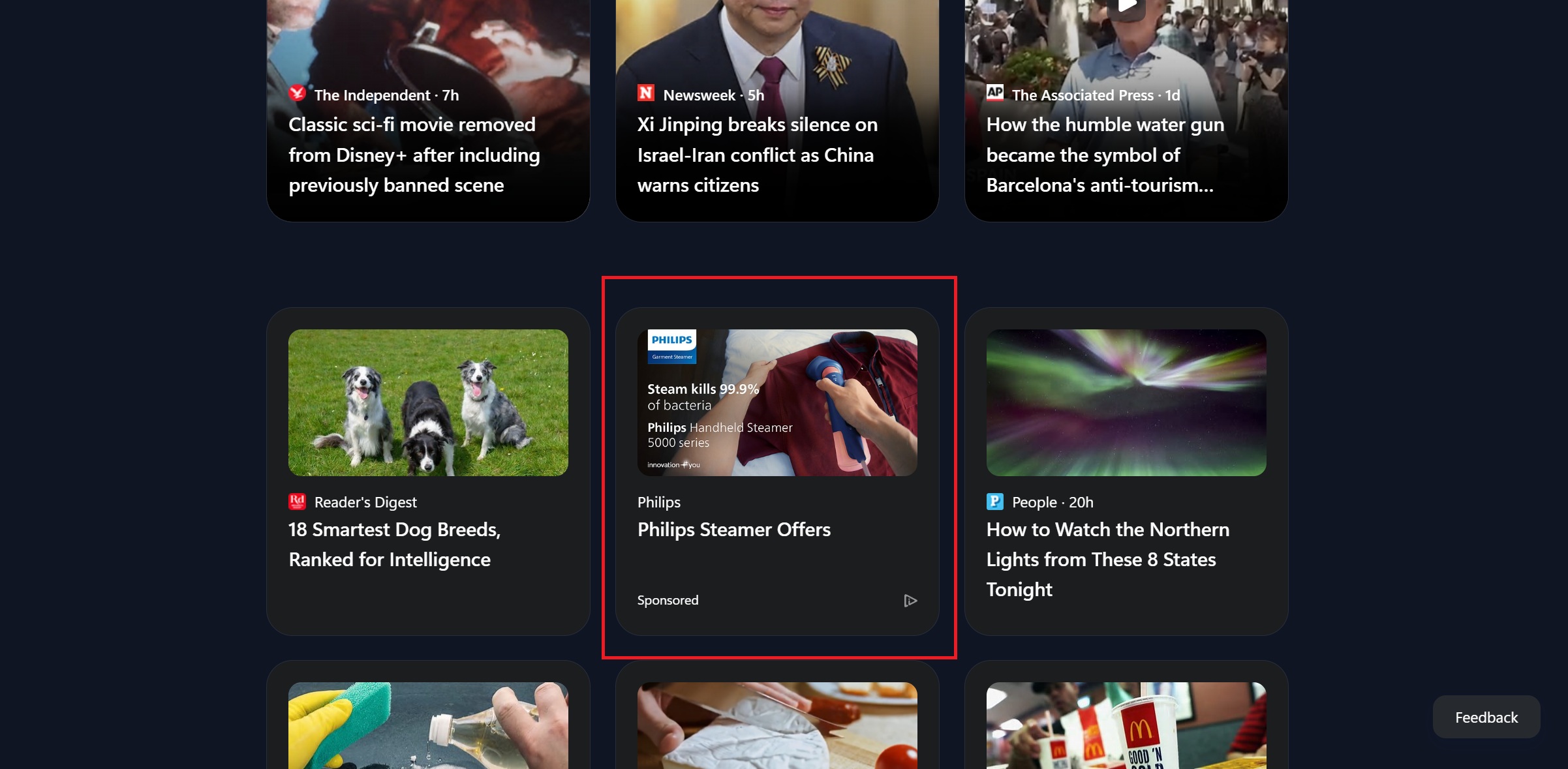 sponsored ads in ai msn feed edge