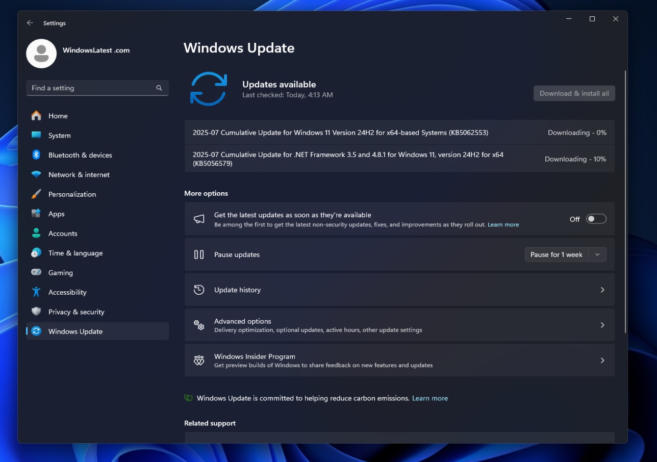 2025-07 Cumulative Update for Windows 11 Version 24H2 for x64-based Systems (KB5062553)