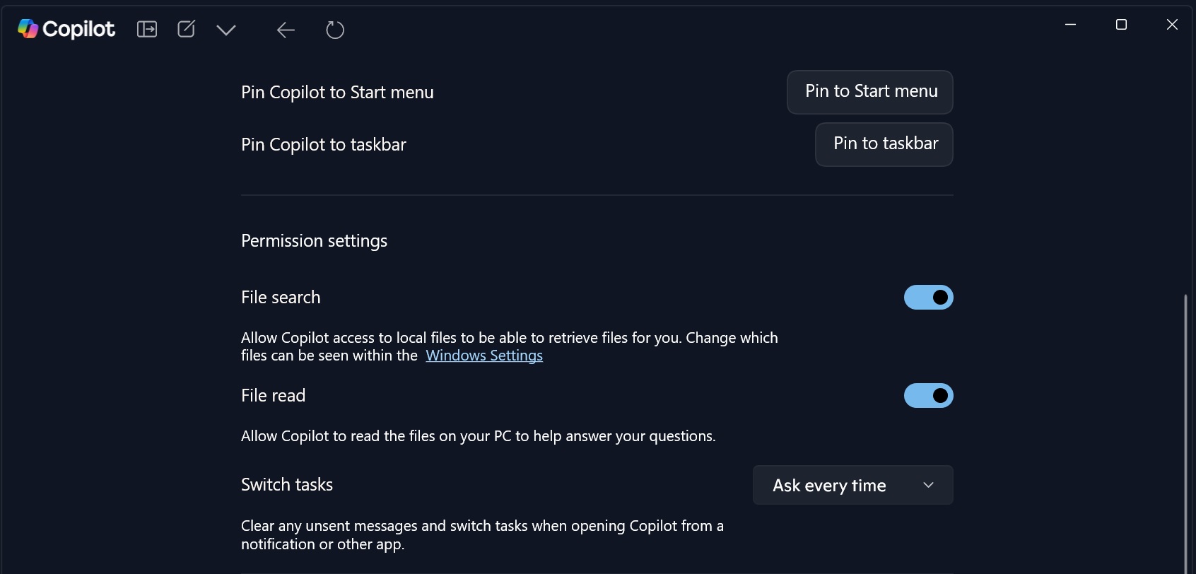 Copilot File Search feature