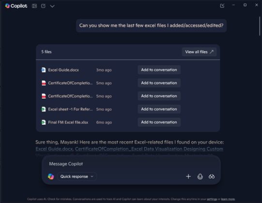 Copilot file search