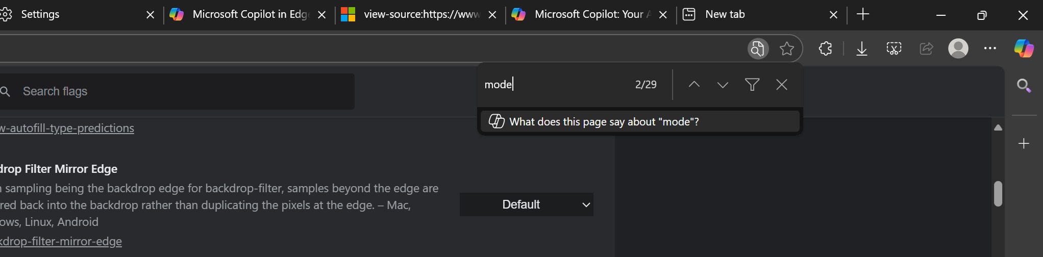 Edge Find on page with Copilot