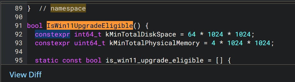 IsWin11UpgradeEligible in Chrome