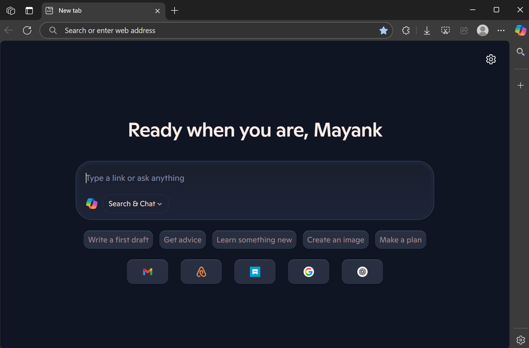 Microsoft Edge Copilot NTP