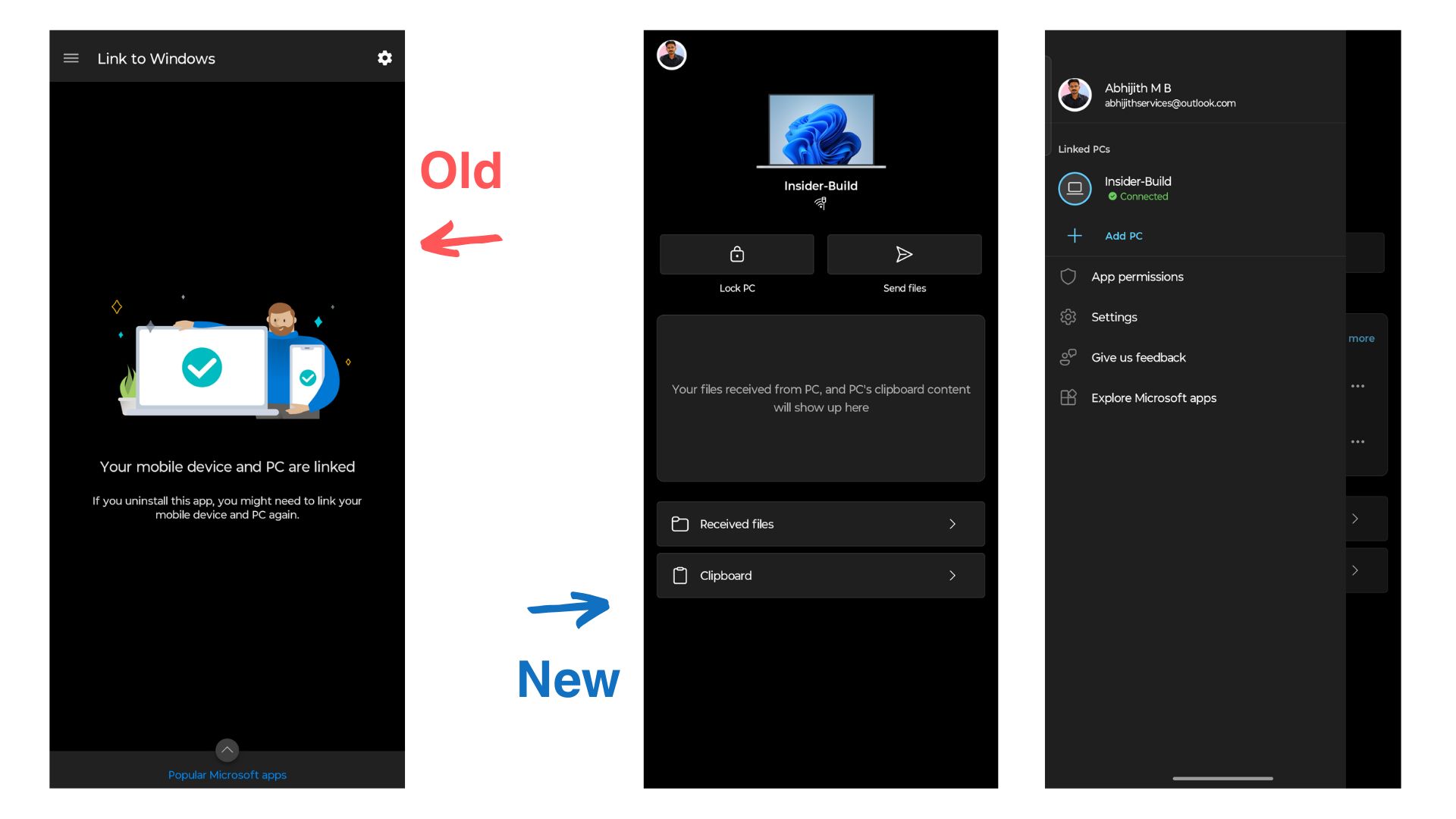 Link to Windows app new UI changes