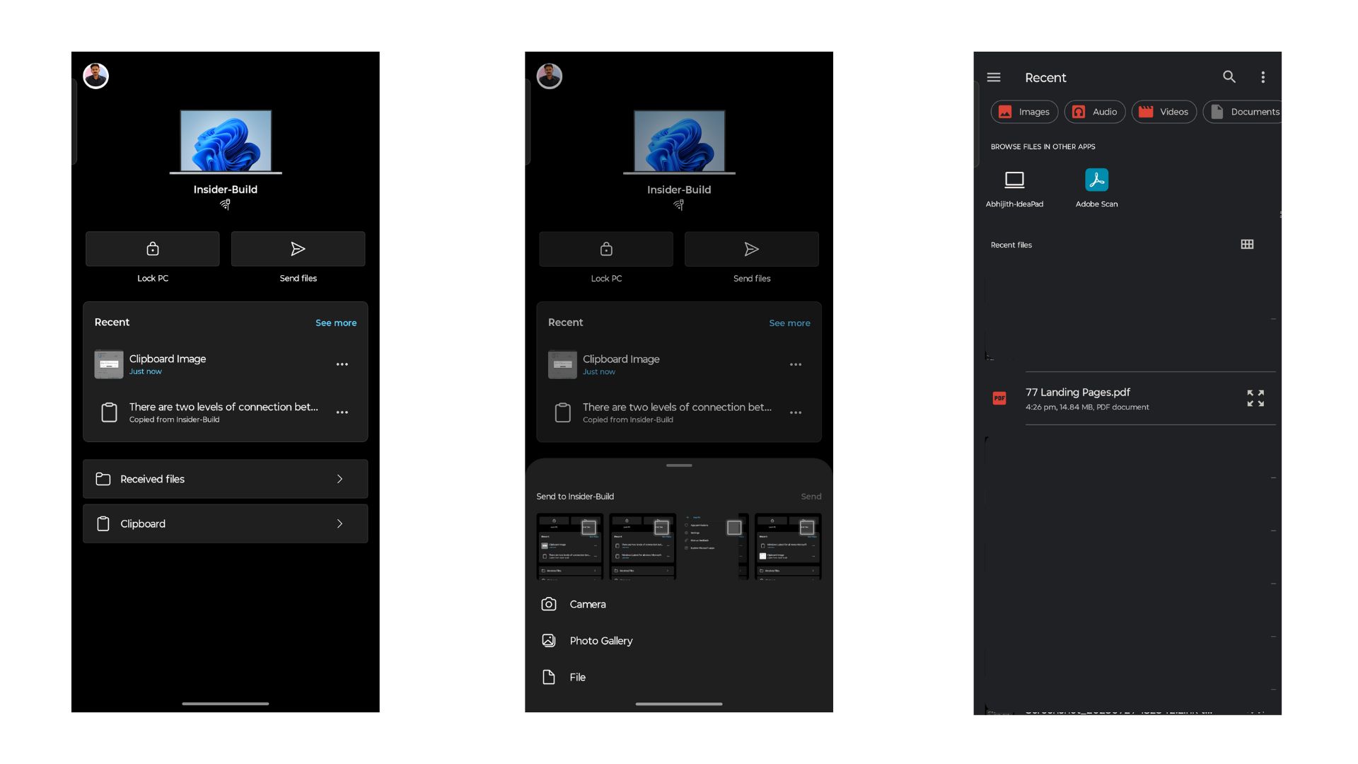 Send files from Phone to PC