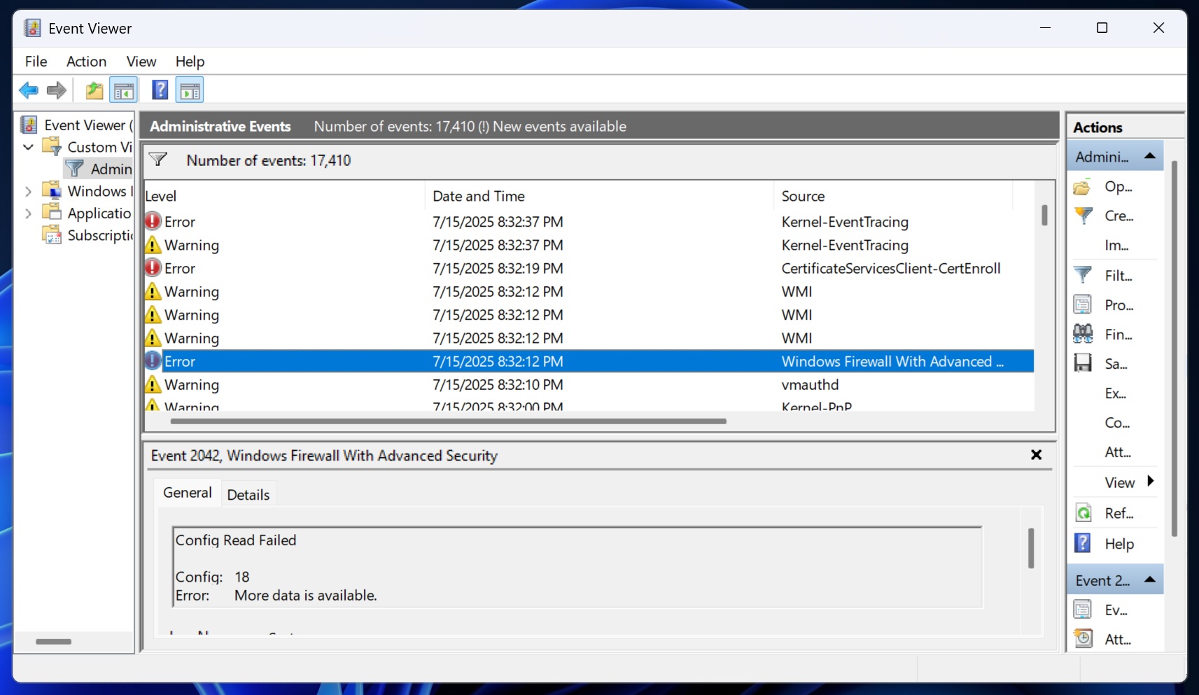Windows 11 July 2025 Update Firewall error