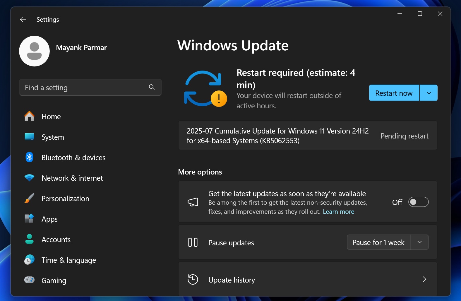 Windows 11 KB5062553 issues