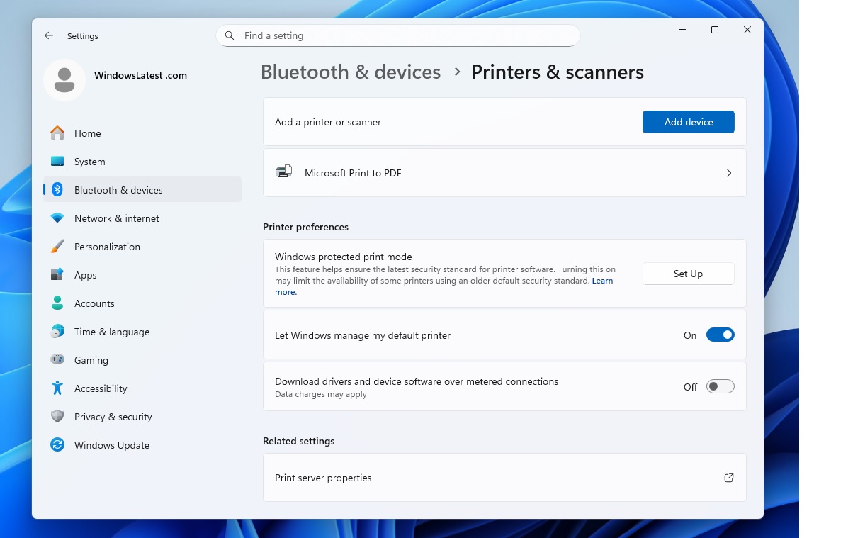 Windows 11 Print to PDF in Settings