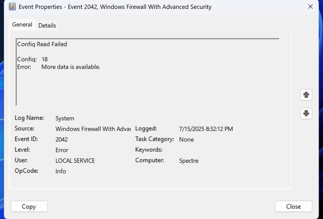Windows Firewall With Advanced Security 2042 None