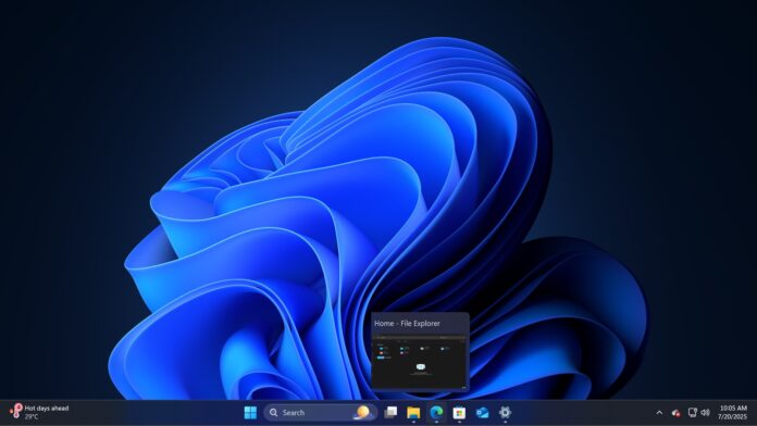 new taskbar thumbnail preview animation windows 11 insider