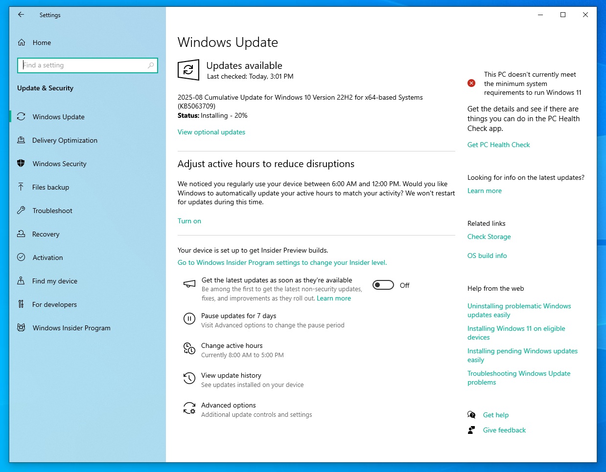 2025-08 Cumulative Update for Windows 10 Version 22H2 for x64-based Systems (KB5063709)