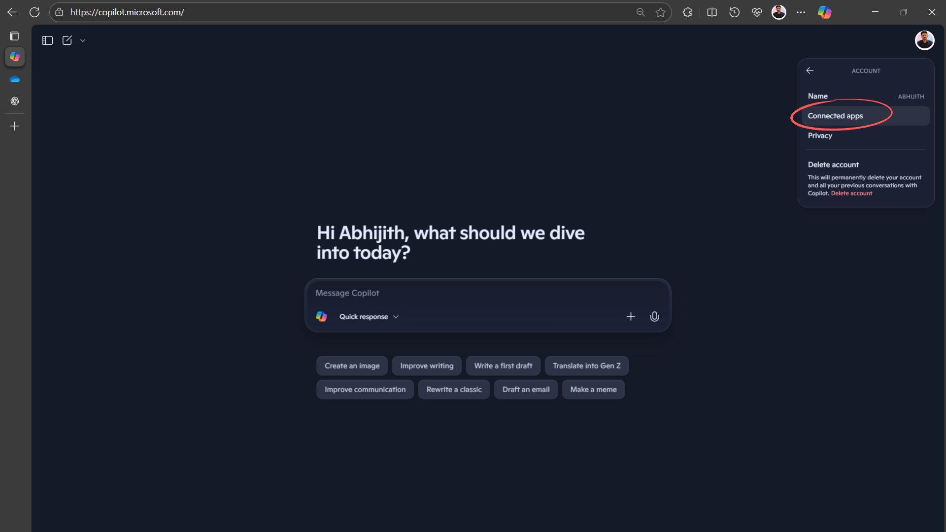 Copilot Connected apps