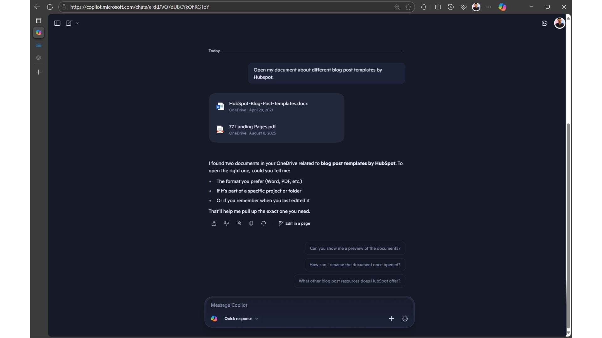 Copilot opening document like Word and PowerPoint