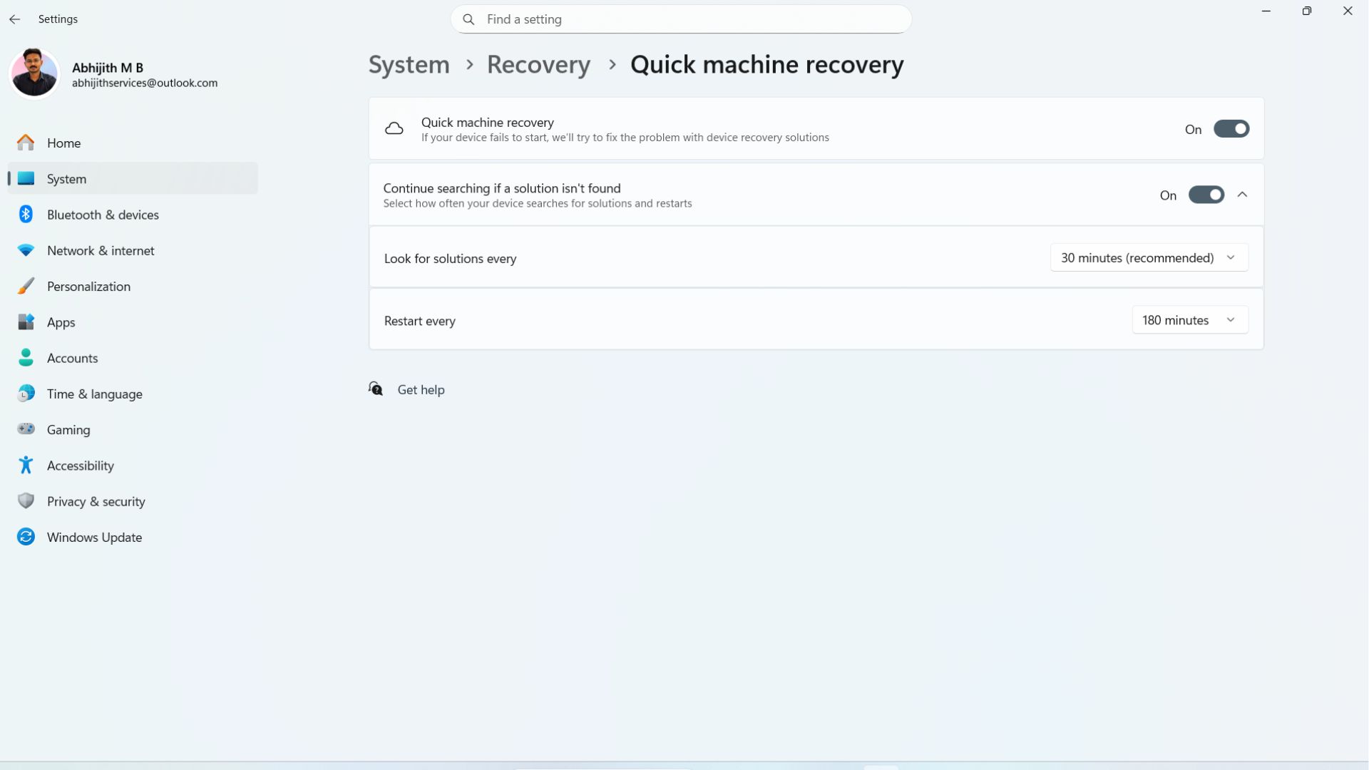 Quick Machine Recovery
