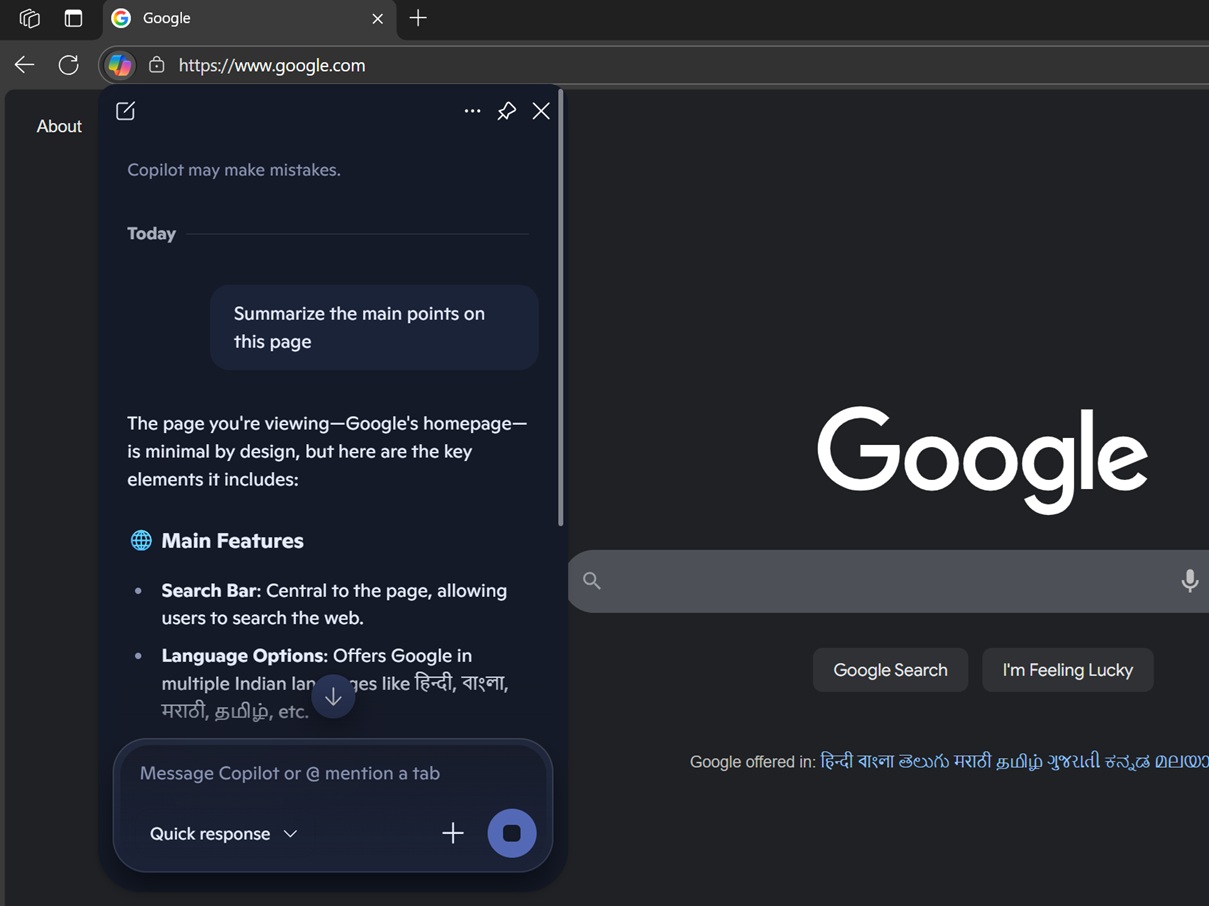 Edge Copilot ask button