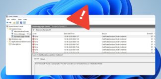 Event Viewer displays a new error post KB5063878 update
