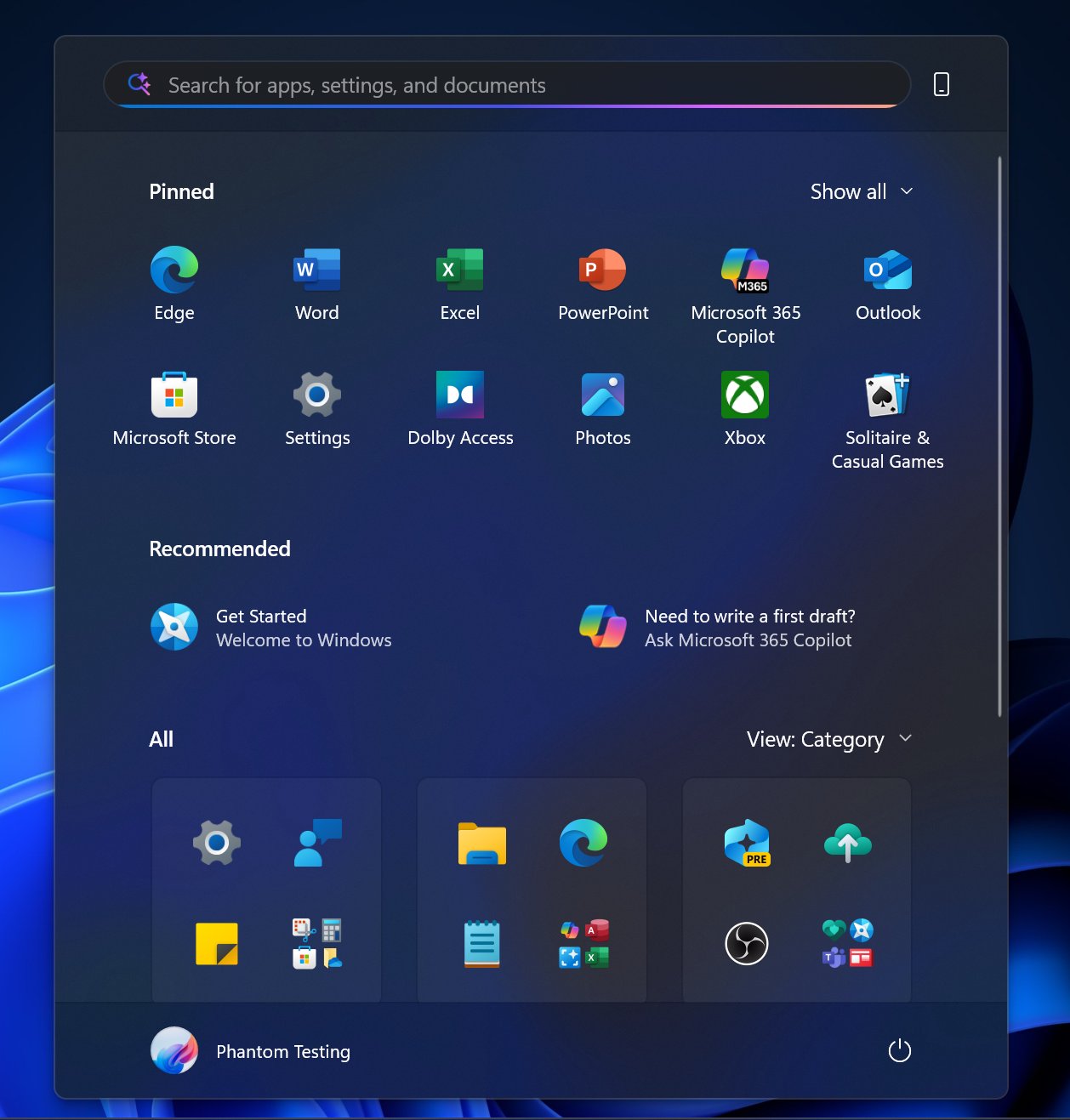 Microsoft 365 ad in the Start menu