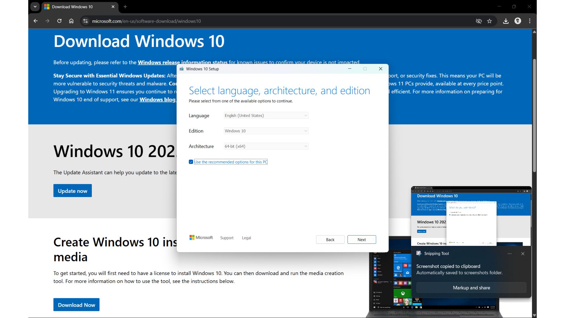 Windows 10 ISO setup configurations