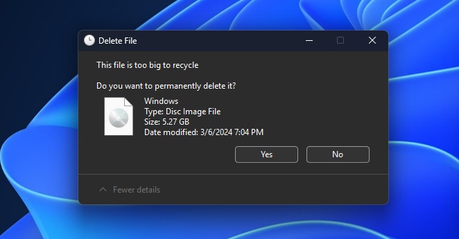 This file is too big to delete in File Explorer