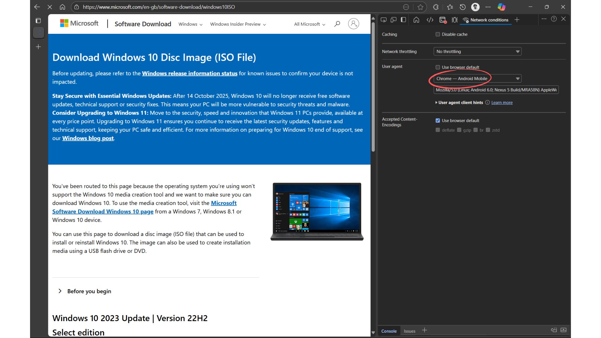 Windows 10 disc image