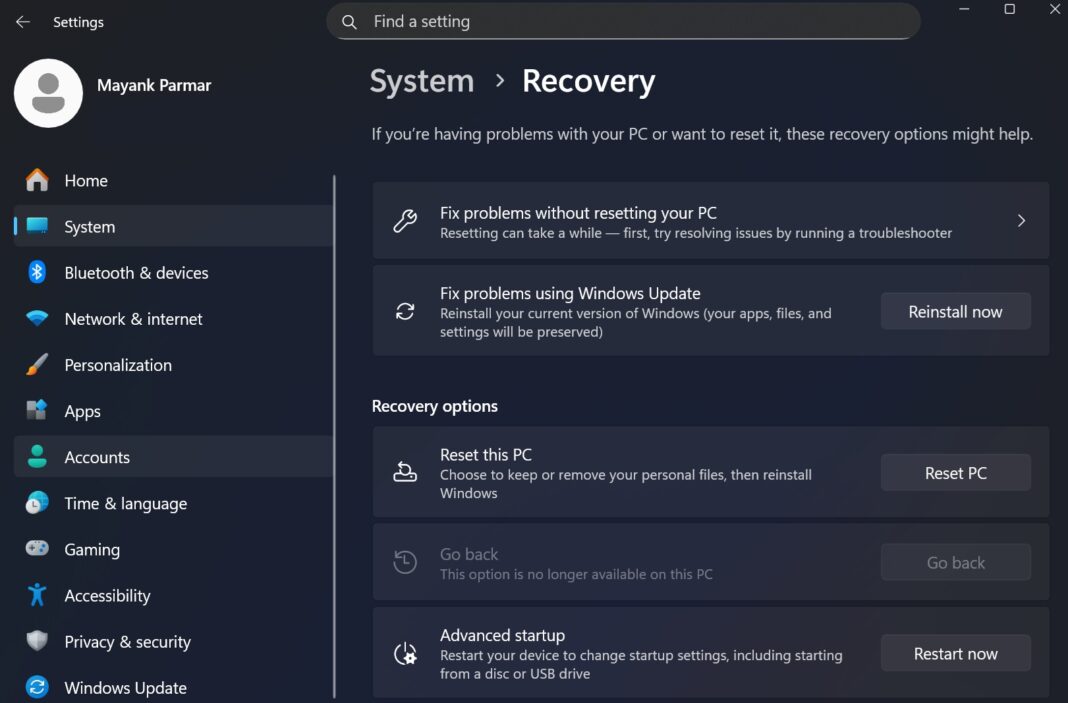 Recovery In Windows 11 Microsoft admits it broke