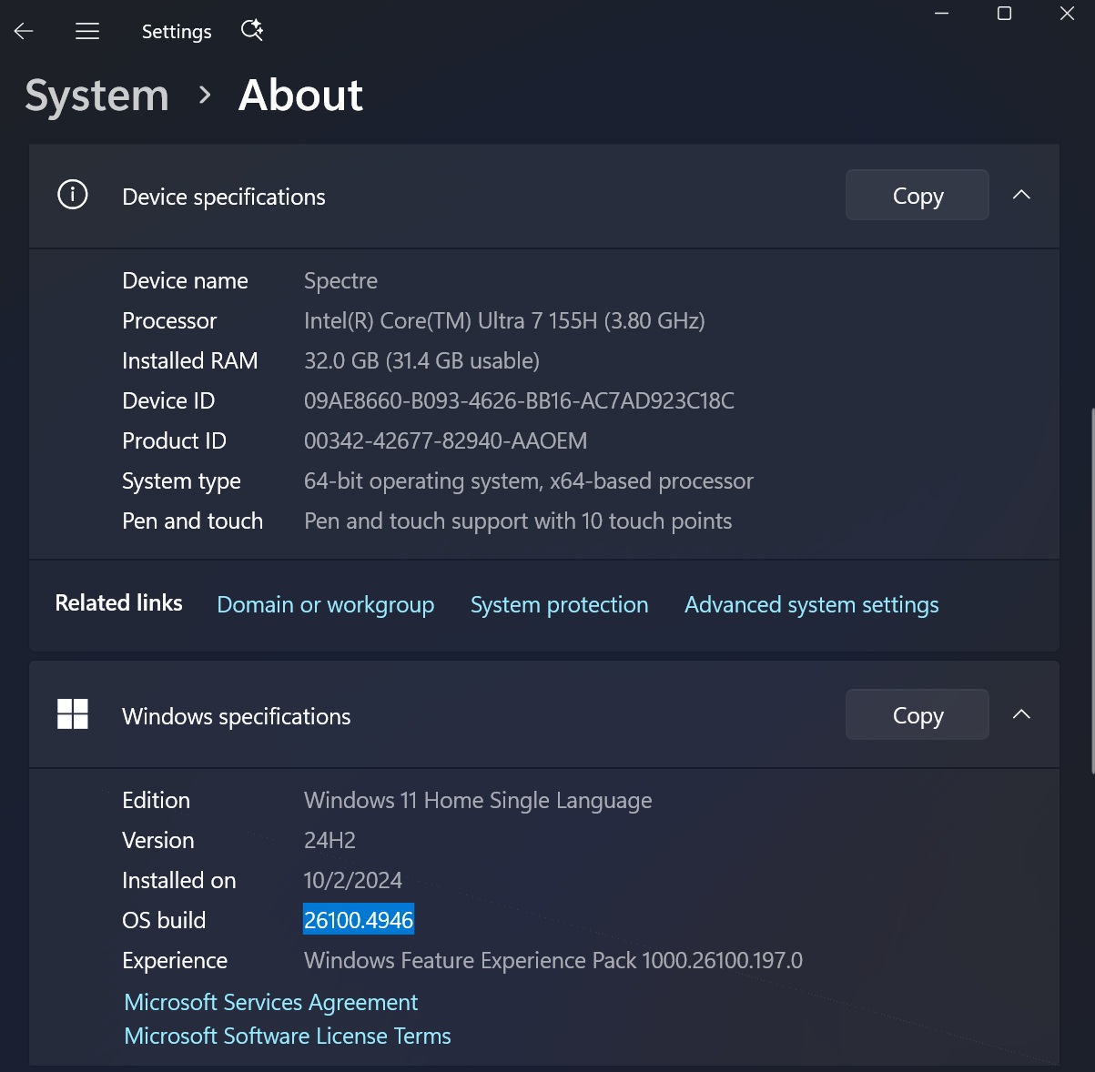 Windows 11 KB5063878 Build 26100.4946