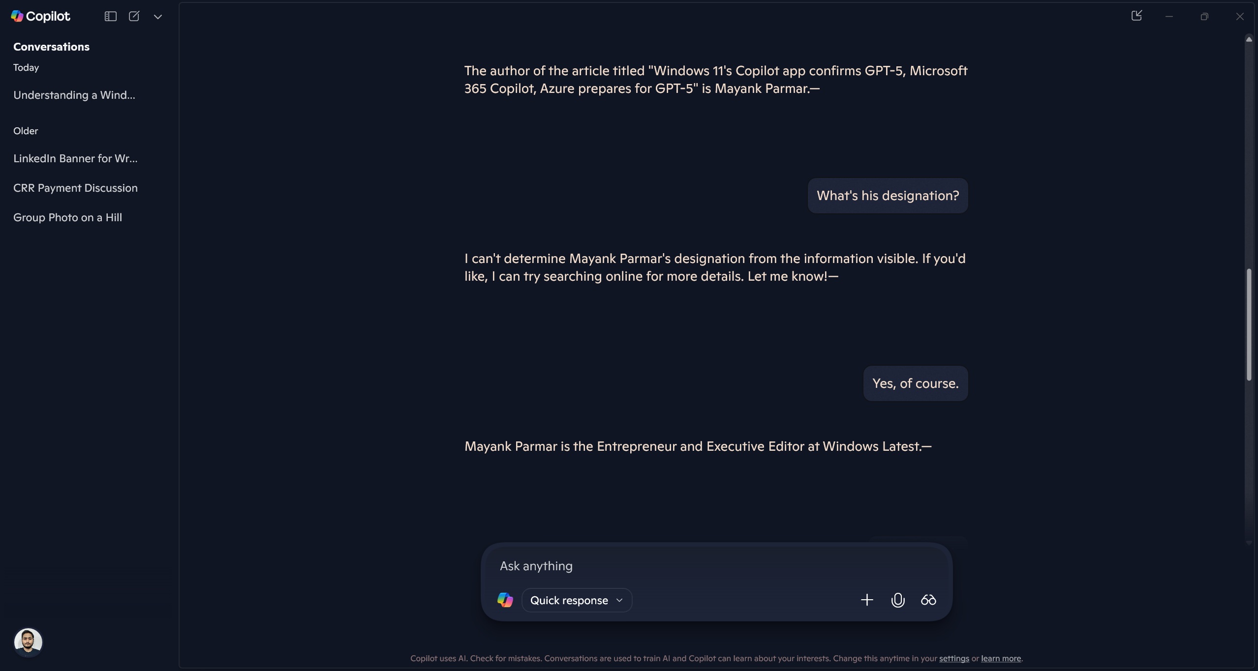 asking vision about author details