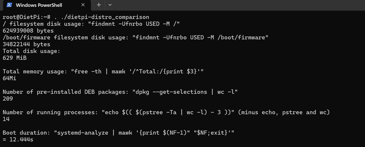 dietpi stats command result