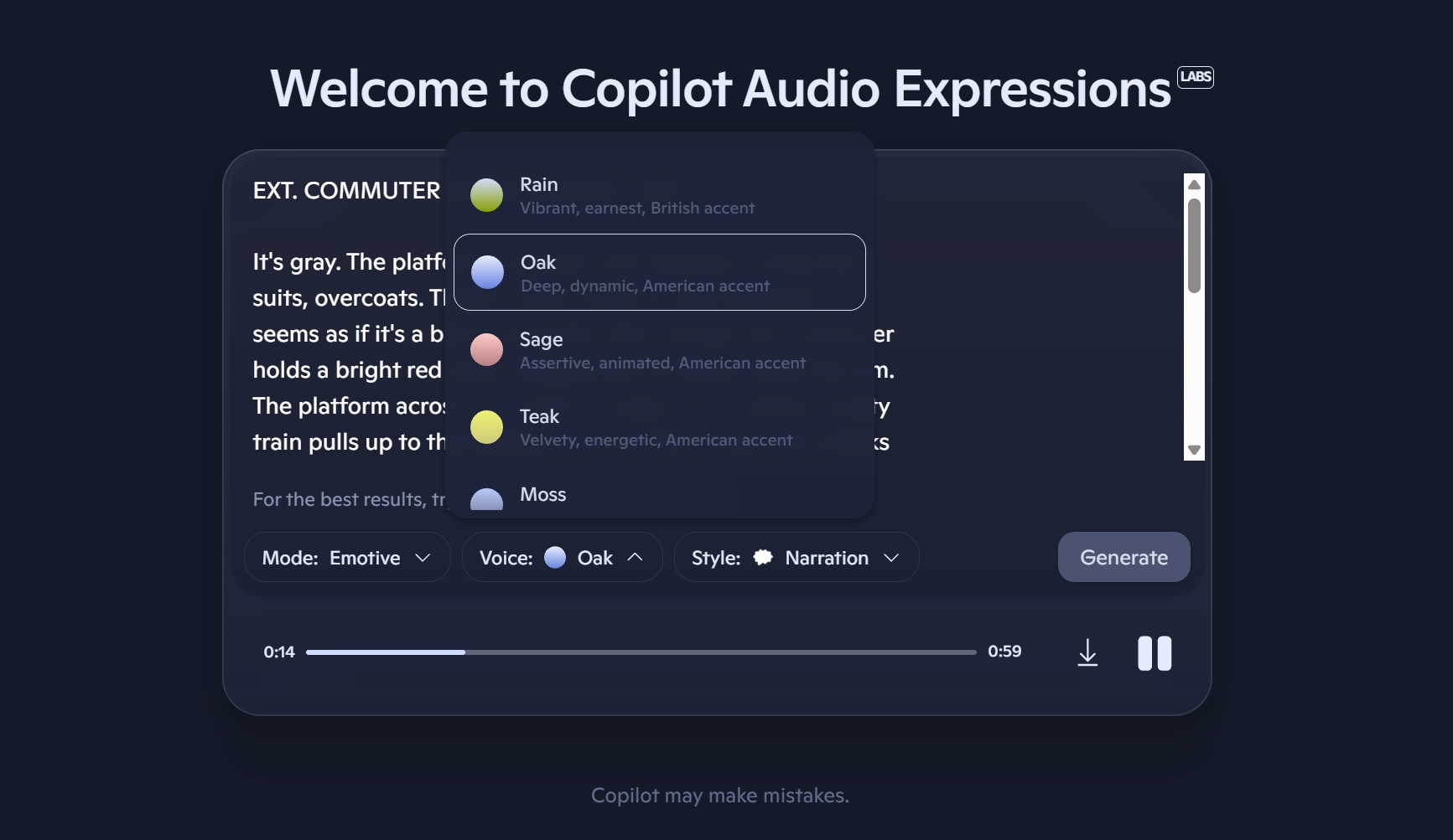selecting copilot style mode