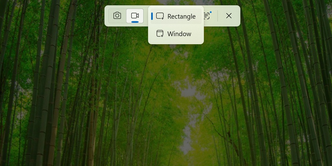 snipping tool windows selection for video capture
