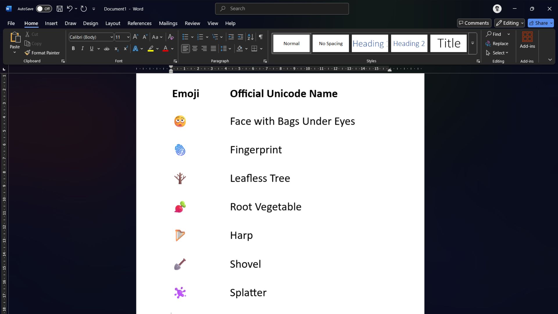 Emojis in MS Word