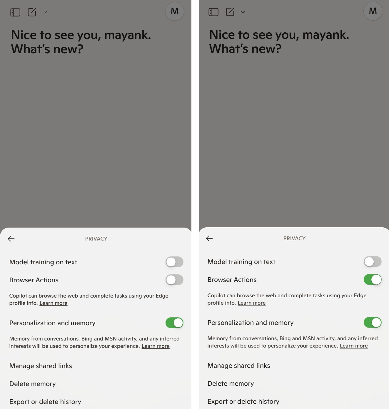 Browser actions on copilot.microsoft.com (Copilot web)