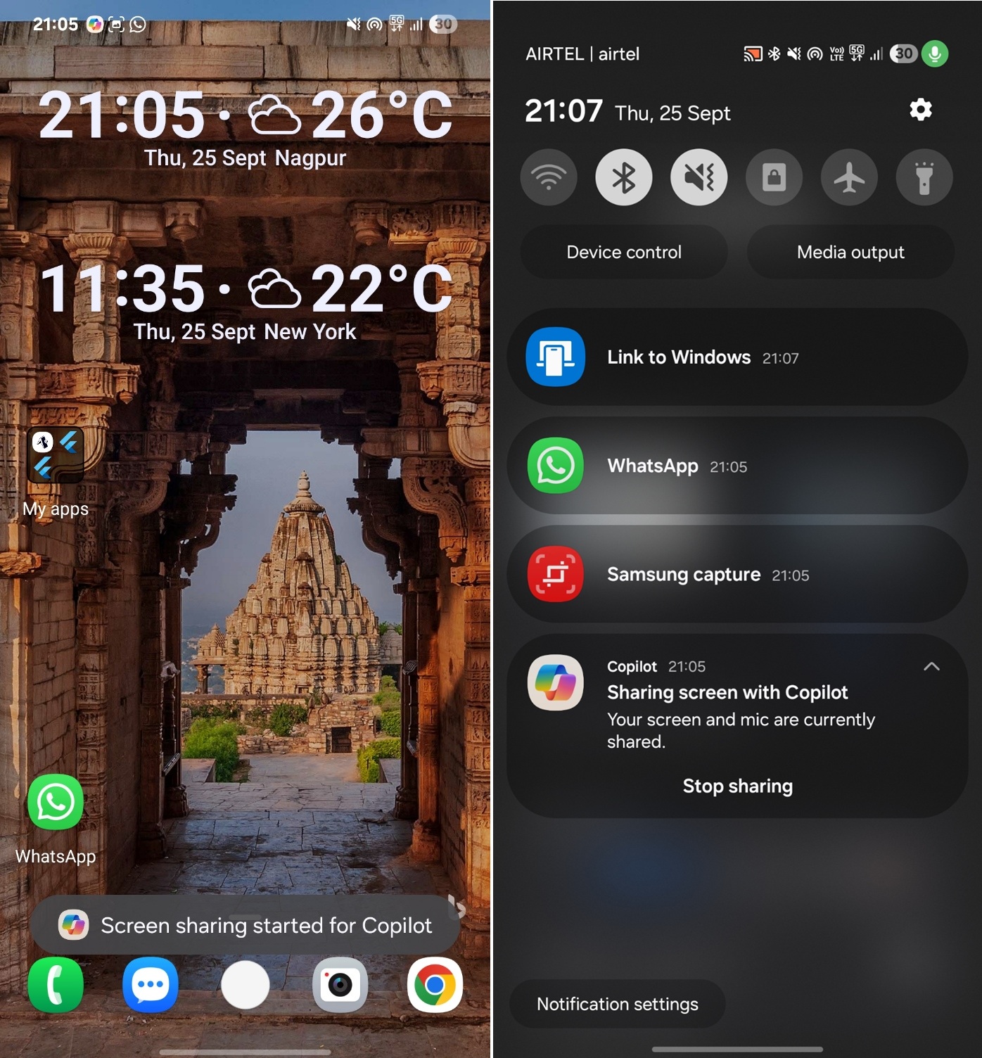 Copilot screen shared on Android