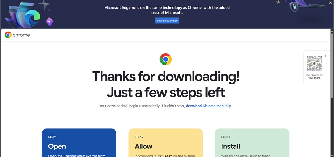 Edge pop-up ad