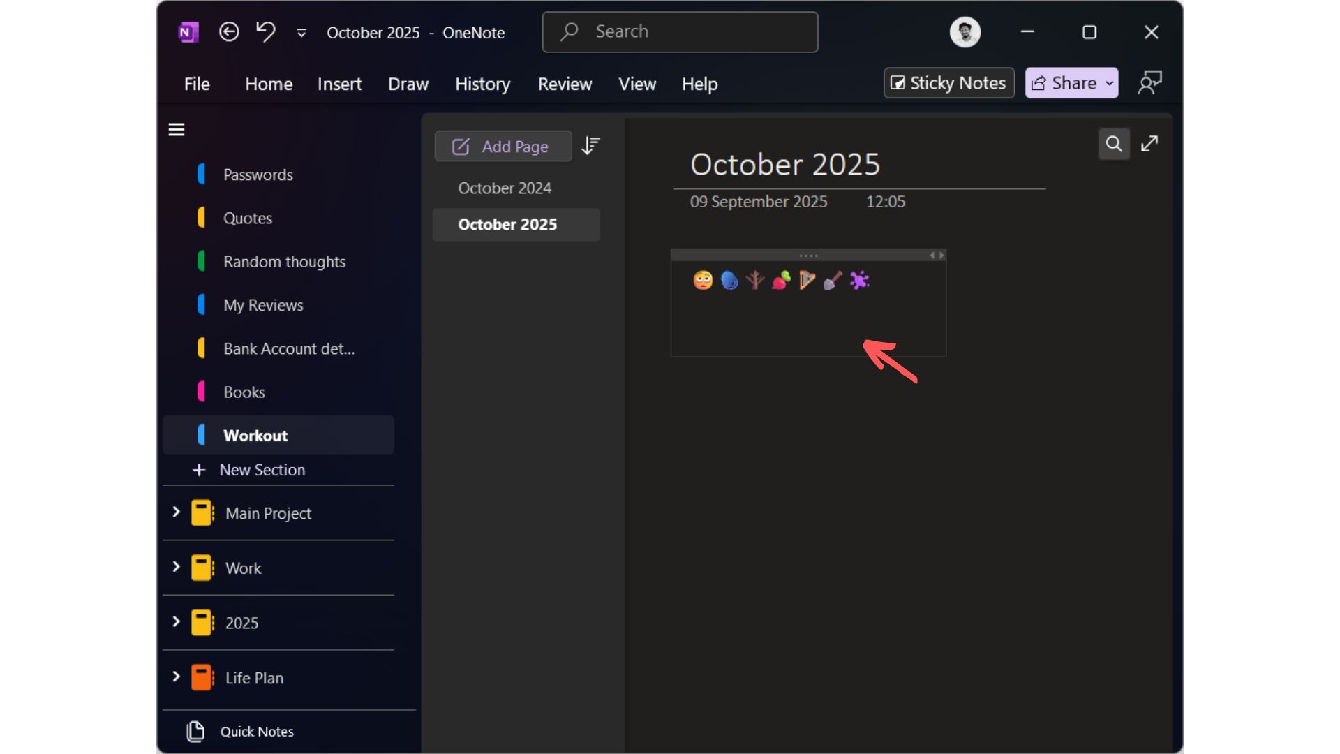 Emoji 16 in OneNote for Windows