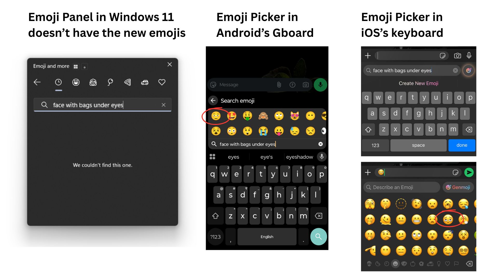 Emoji 16.0 compared across different platforms