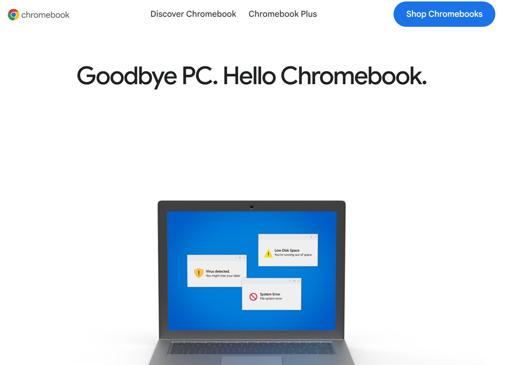 Goodbye PC ad by Google
