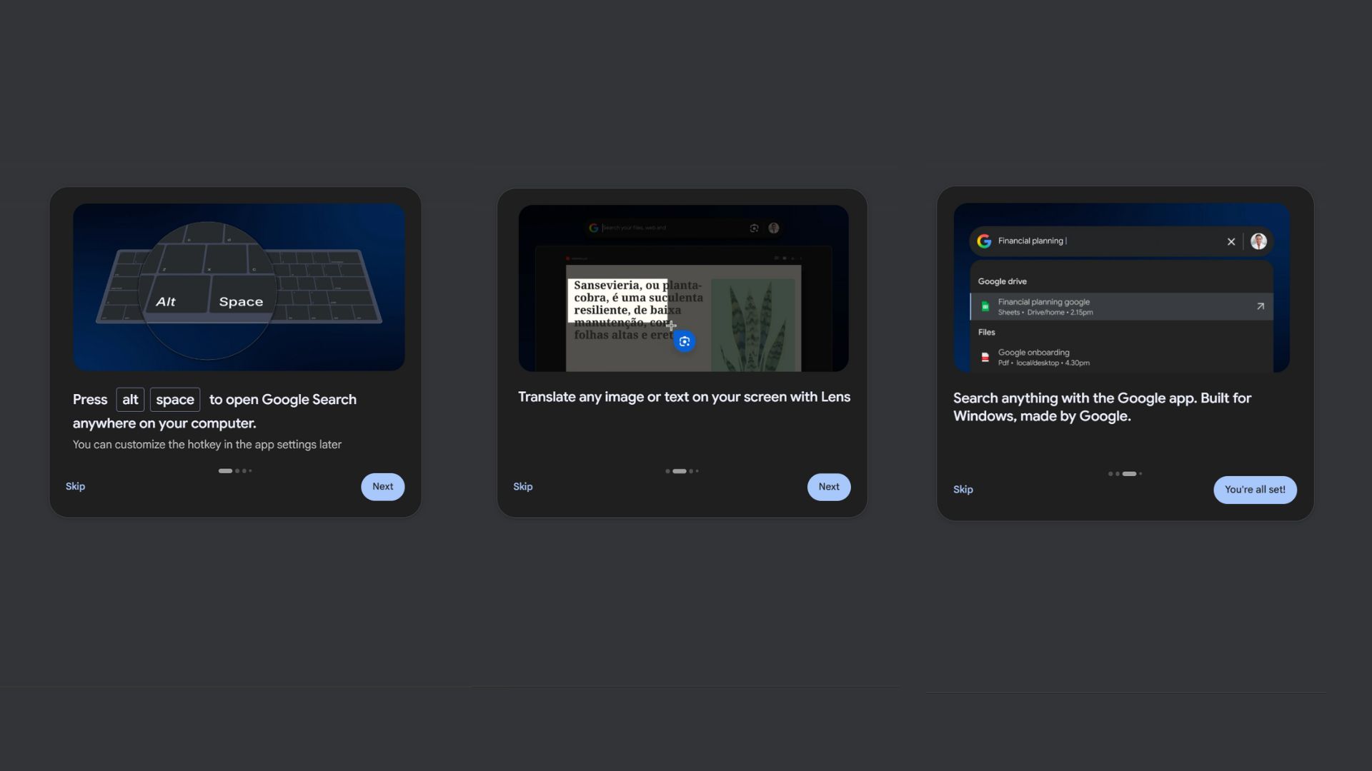 Google app for Windows 11 intro