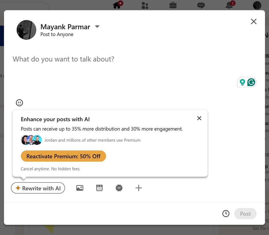 LinkedAI rewrite with AI