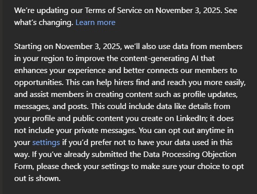 LinkedIn email on AI use