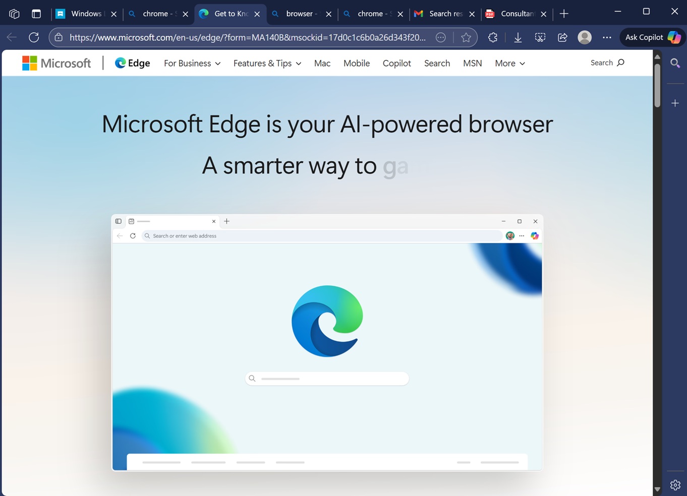 Microsoft Edge ad on Bing