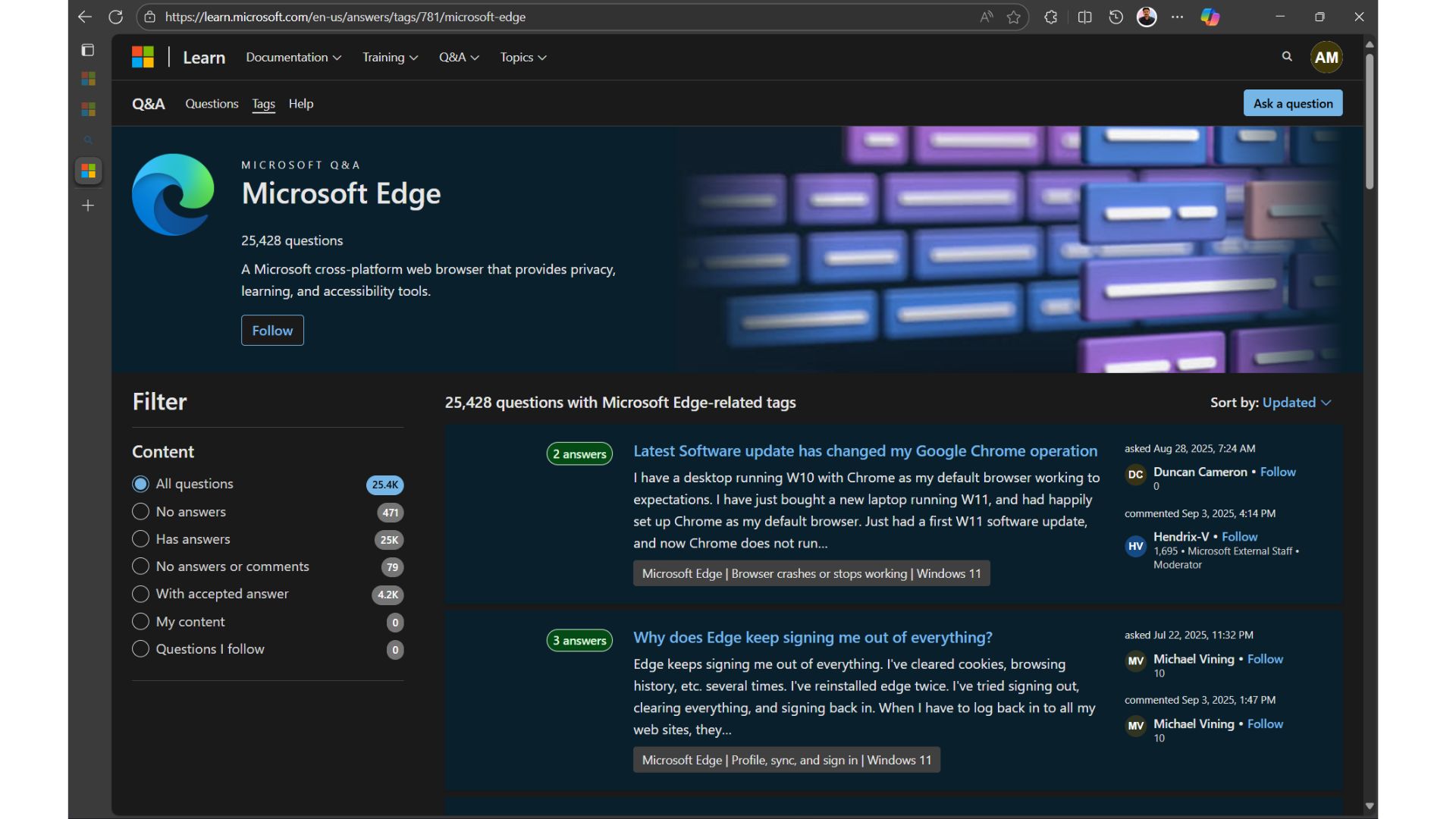 Microsoft Edge Q&A forums