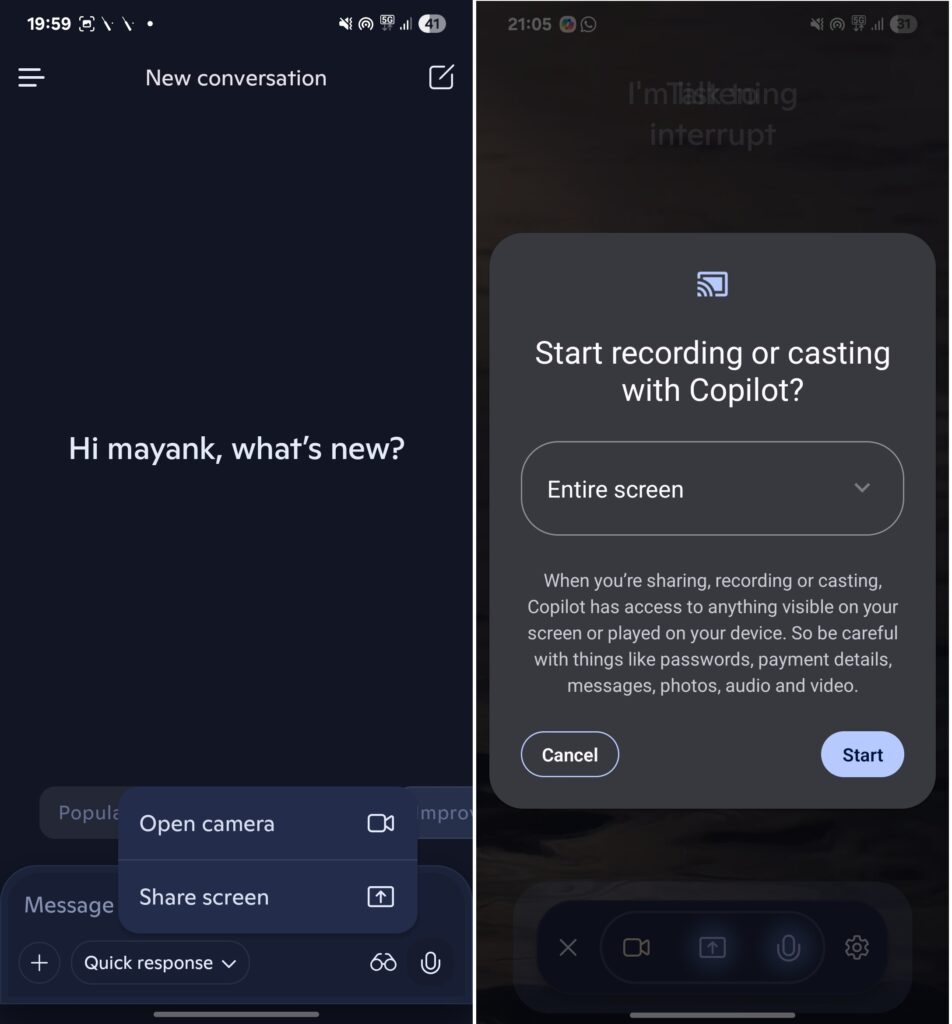 Microsoft Copilot for Android takes on Gemini Live with "Share Screen ...