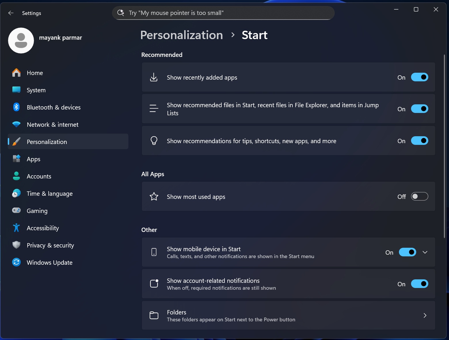 Turn off Recommended feed